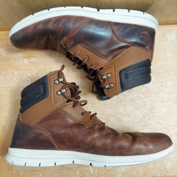 Timberland Graydon Men's US 12 Brown Leather Rain & Snow Sneaker Ankle Boots EUC - Picture 6 of 9